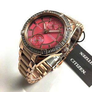 Citizen Pink Crystal Gold-Tone Watch! New!